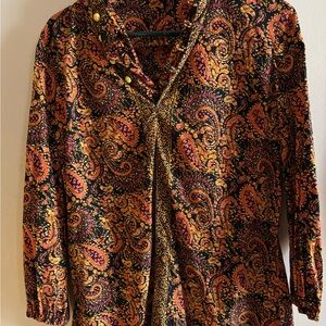 Vintage Paisley Hippie Blouse Nehru Small